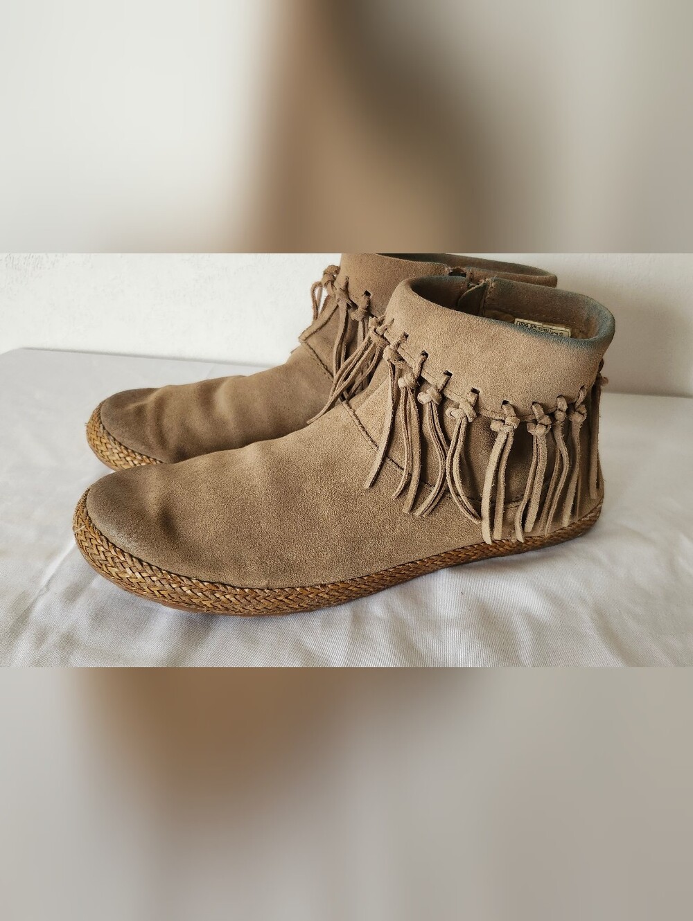 UGG Shenendoah Fringe Ankle Boots Women's Size 8 Brown Leather